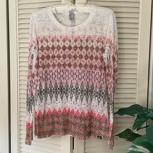 Prana Women's Long Sleeve Top - Pink, Gray, White